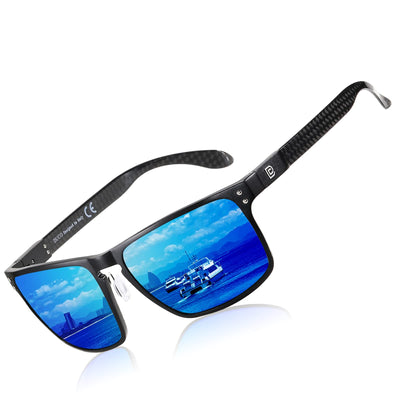 DUCO Retro Square Polarized Sunglasses for Men Vintage Sun Glasses Fishing Shades UV Protection Carbon Fiber DC8208