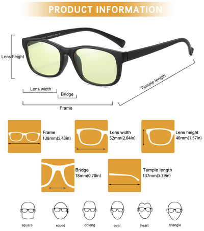 DUCO TR90 Flexible Square Glasses  Eyewear 8016