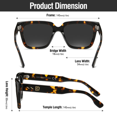 DUCO Retro Square Polarized Sunglasses for Men Women Trendy Vintage Luxury Acetate Sun Glasses UV400 DC2368