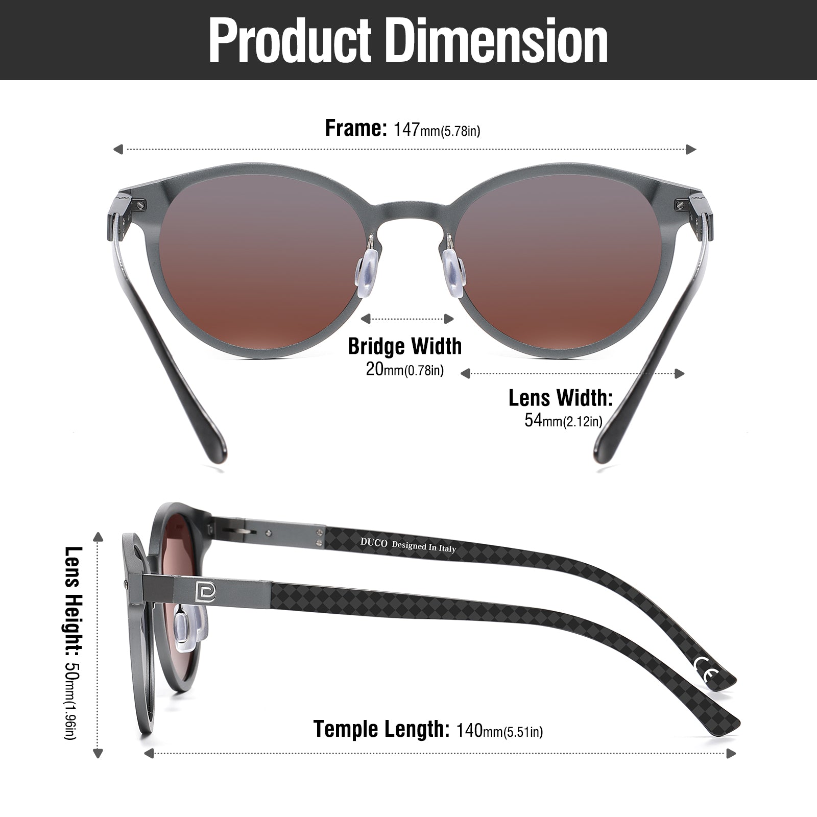 DUCO Mens Polarized Sunglasses for Men and Women, Ultra Lightweight Aluminum-magnesium Sun Glasses UV400 Shades DC3018