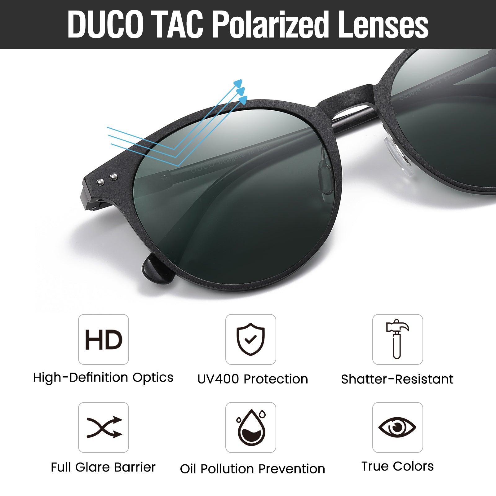 DUCO Polarized Sunglasses Men and Women, Ultra Lightweight Al-mg Sports Sun Glasses Driving Fishing UV400 Shades DC3019