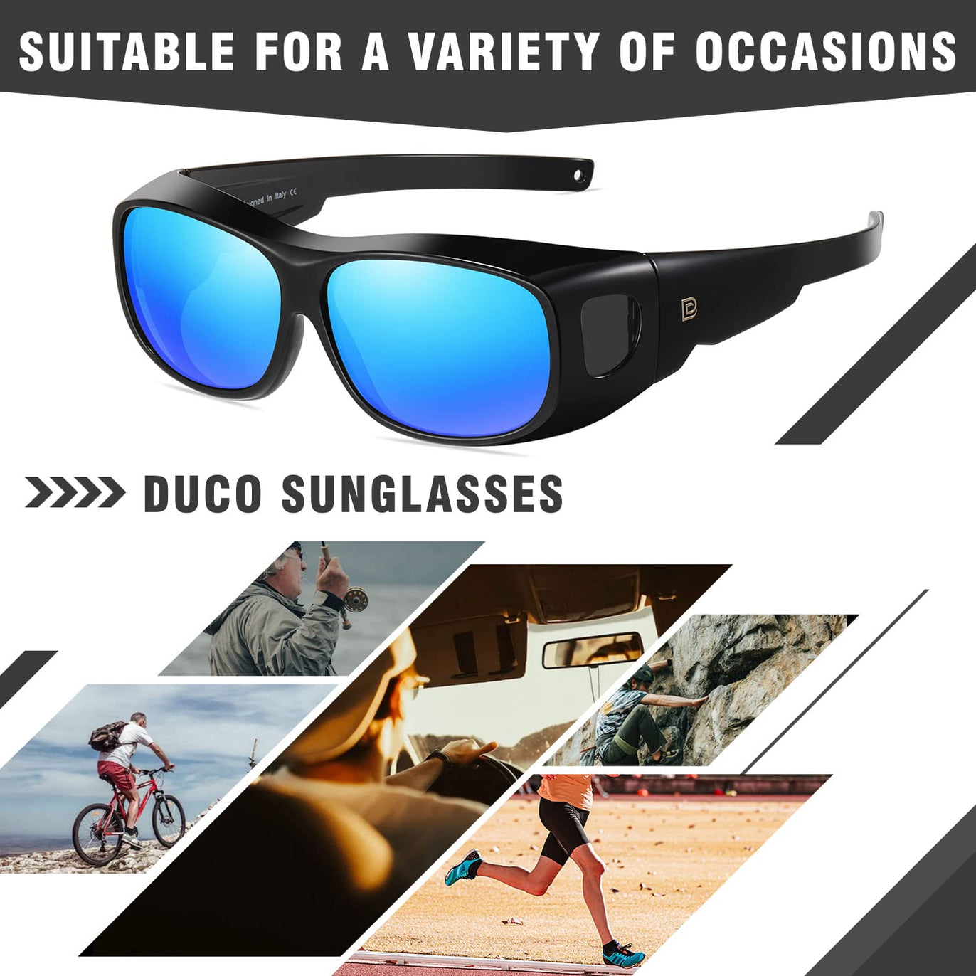DUCO Unisex Wear Over Prescription Glasses Rx Glasses Polarized Sunglasses  DC8956