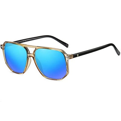DUCO Oversized Vintage Square Sunglasses for Women Men Retro Polarized Shades Lightweight Double Bridge Sun Glasses DC3001
