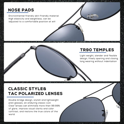 DUCO Polarized Sunglasses for Men Classic Aviator Sunglasses for Driving Fishing 3027