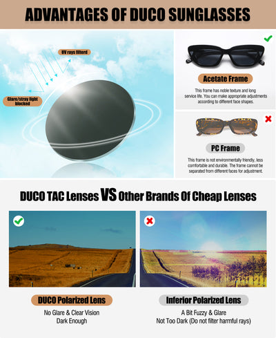 DUCO GLASSES-The right kind of shady DUCO Classic Retro Butterfly Polarized Sunglasses for Women Trendy Shades Rectangle Frame UV400 Lens DC1104 Duco Sunglasses