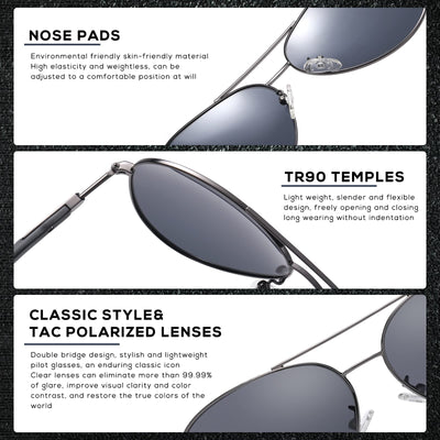 DUCO Polarized Sunglasses for Men Classic Aviator Sunglasses for Driving Fishing 3027