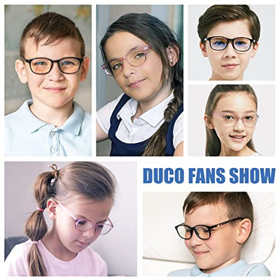 DUCO Blue Light Glasses Gaming Computer TV Phone for Kids Age 6-10 K023