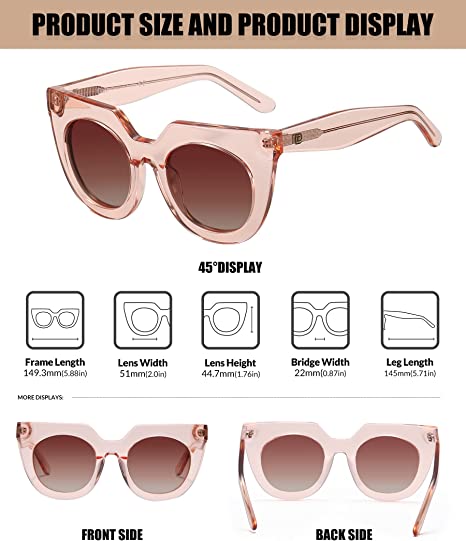 DUCO GLASSES-The right kind of shady Duco Trendy Oversized Polarized Sunglasses for Women Cat Eye Square Frame Vintage Shades UV400 DC1201 Duco 