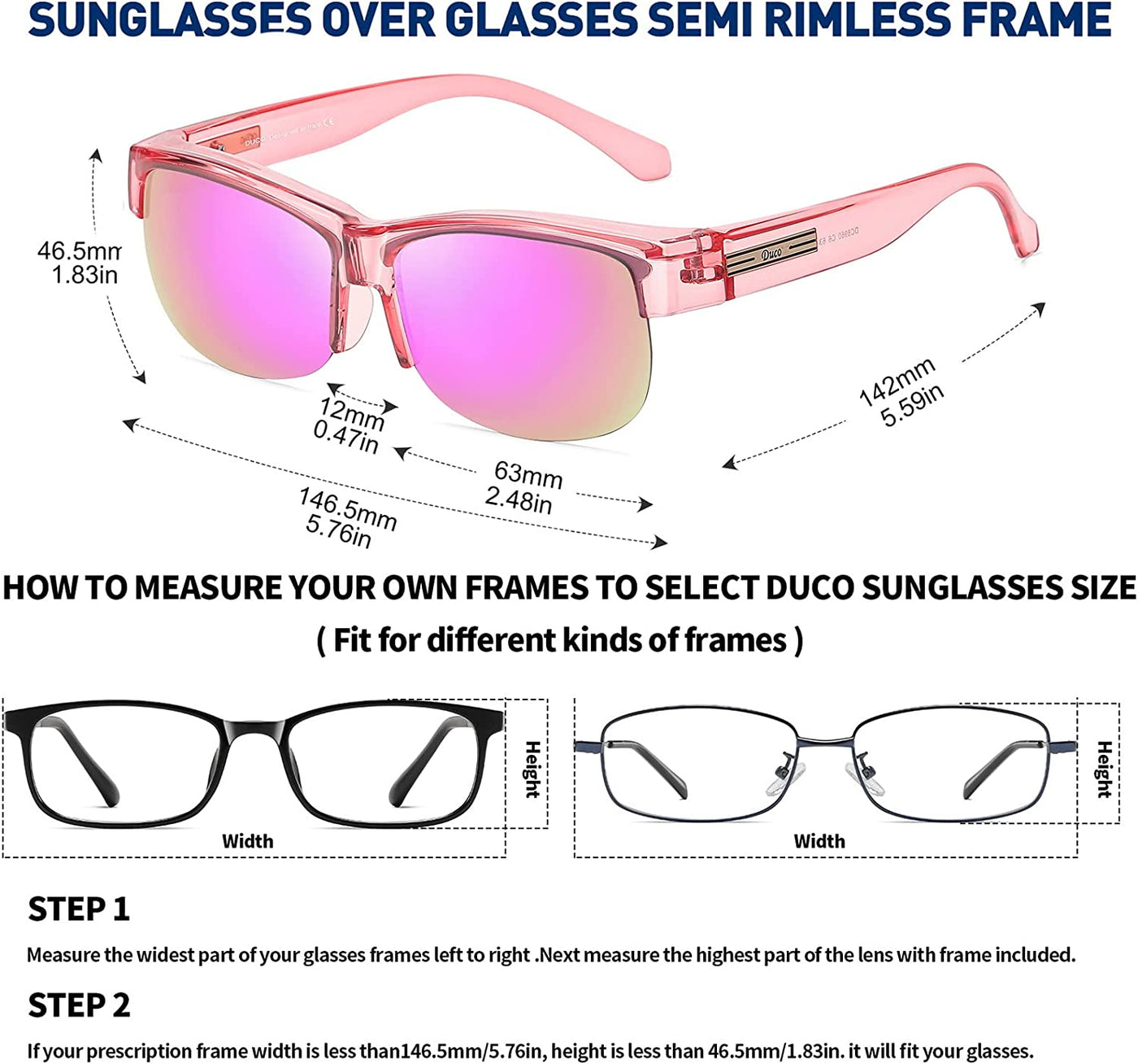 DUCO Fit Over Glasses Unisex Wraparound Glasses Polarized Sunglasses 8960