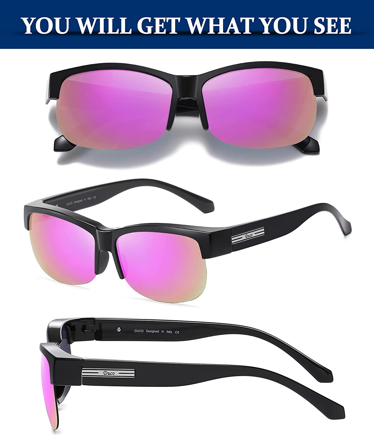 DUCO Fit Over Glasses Unisex Wraparound Glasses Polarized Sunglasses 8960