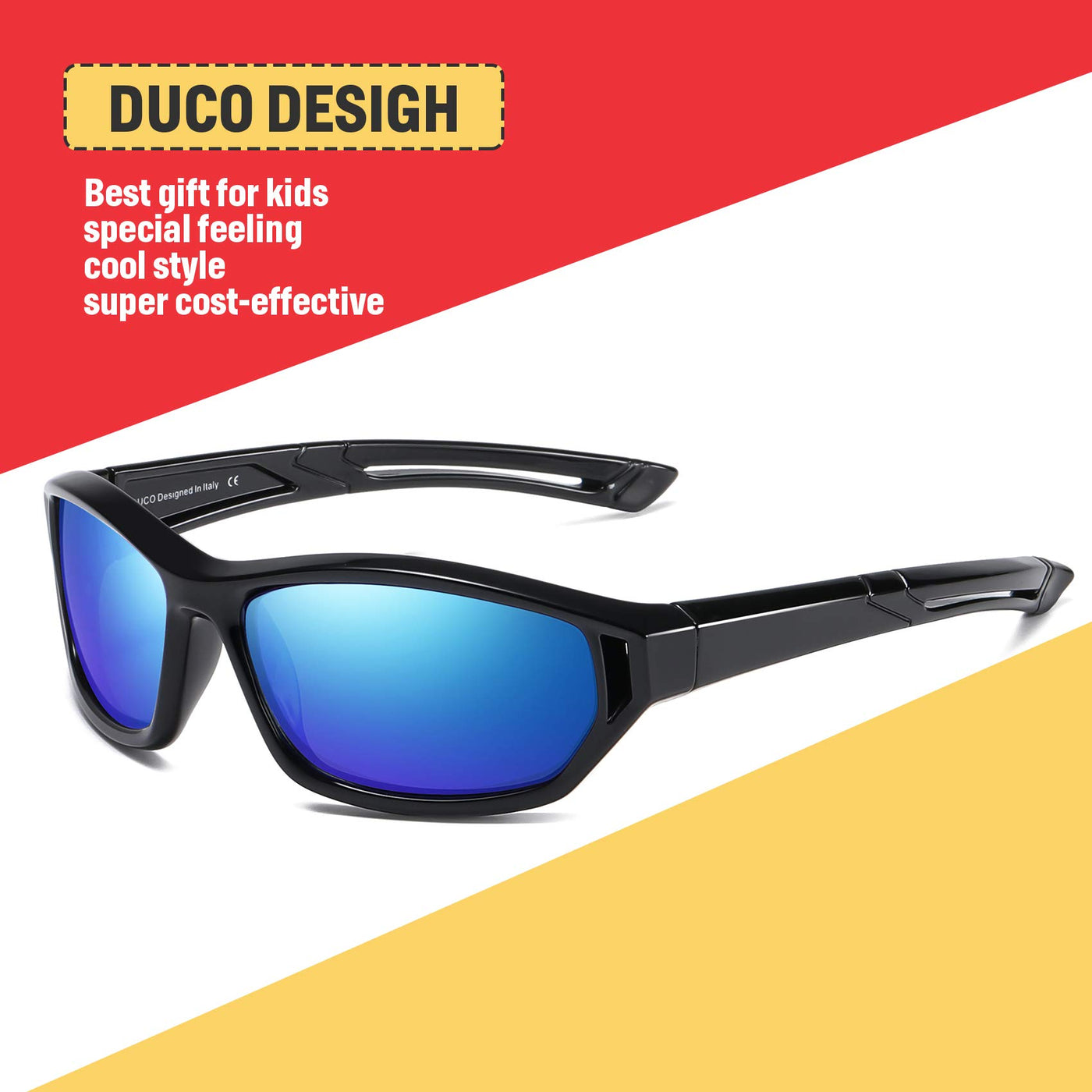 DUCO Polarized Kids Sunglasses with Strap for Boys Girls Youth Sports Baseball Shades UV Protection K029