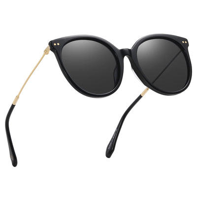 DUCO Classic Round Polarized Sunglasses Womens Vintage Acetate Shade DC2340