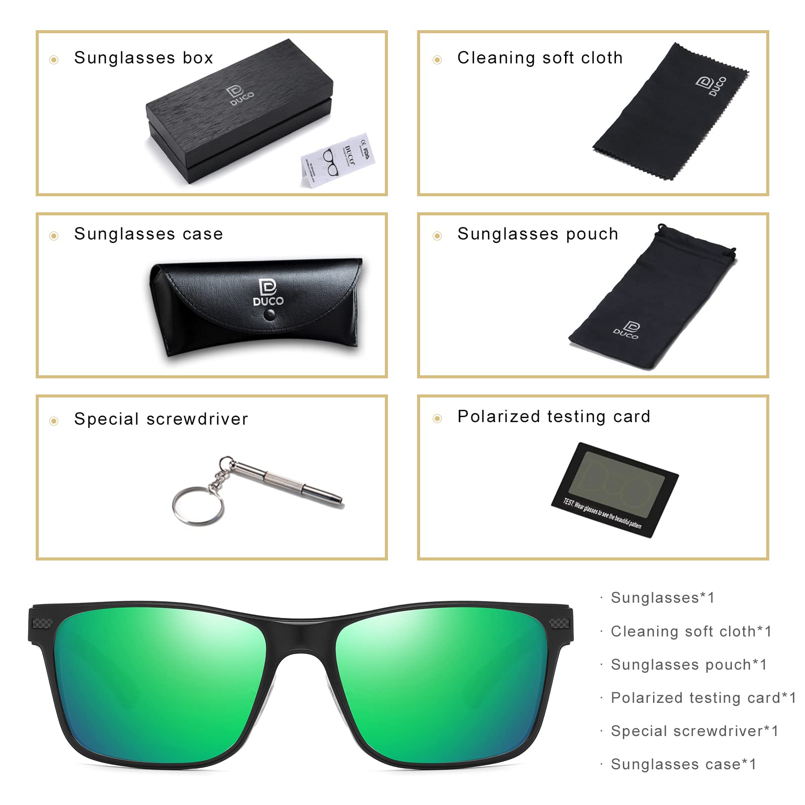 DUCO Polarized Sunglasses Sports Shades 100%UV Protection 8207