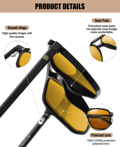 DUCO Oversized Vintage Square Sunglasses for Women Men Retro Polarized Shades Lightweight Double Bridge Sun Glasses DC3001