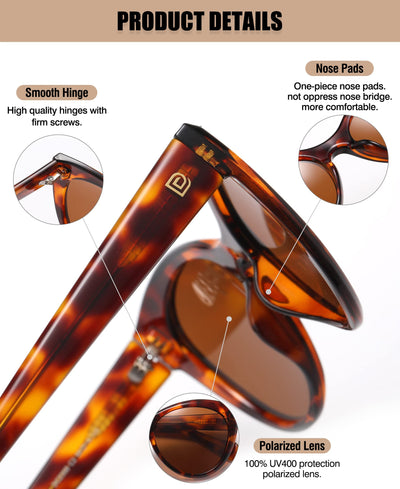 DUCO Vintage Polarized Sunglasses Classic Oversized Frame Trendy Designer Shades 2350