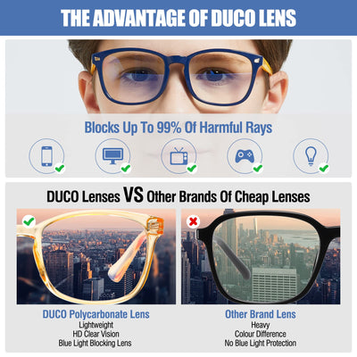 DUCO Kids Blue Light Glasses Girls Boys Computer Gaming Eyeglasses K028