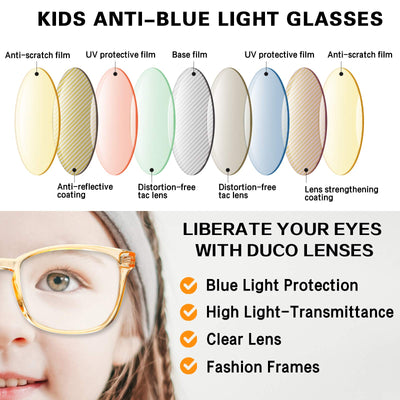 DUCO Kids Blue Light Glasses Girls Boys Computer Gaming Eyeglasses K028