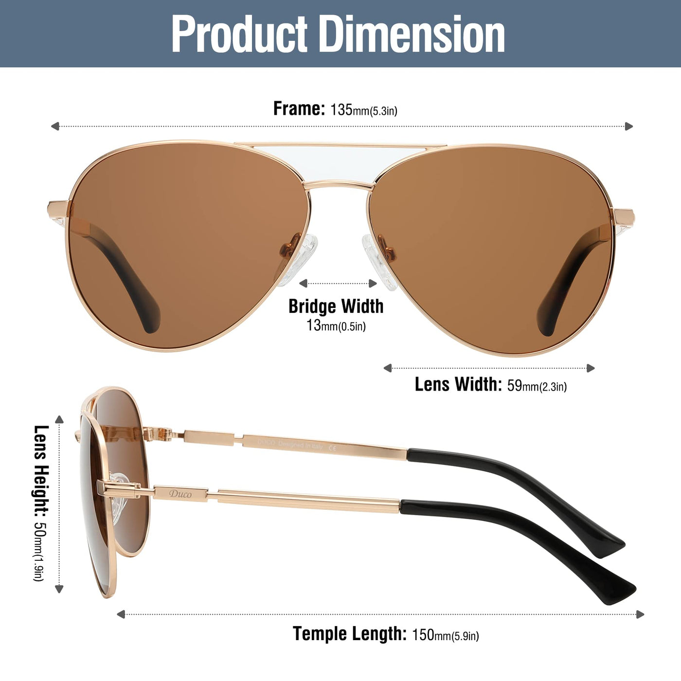 DUCO Aviator Style Polarized Sunglasses for Men and Women 3025K