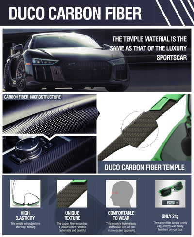 DUCO Men's Carbon Fiber Temple Polarized Sunglasses Shade for Men Sports UV400 DC8206