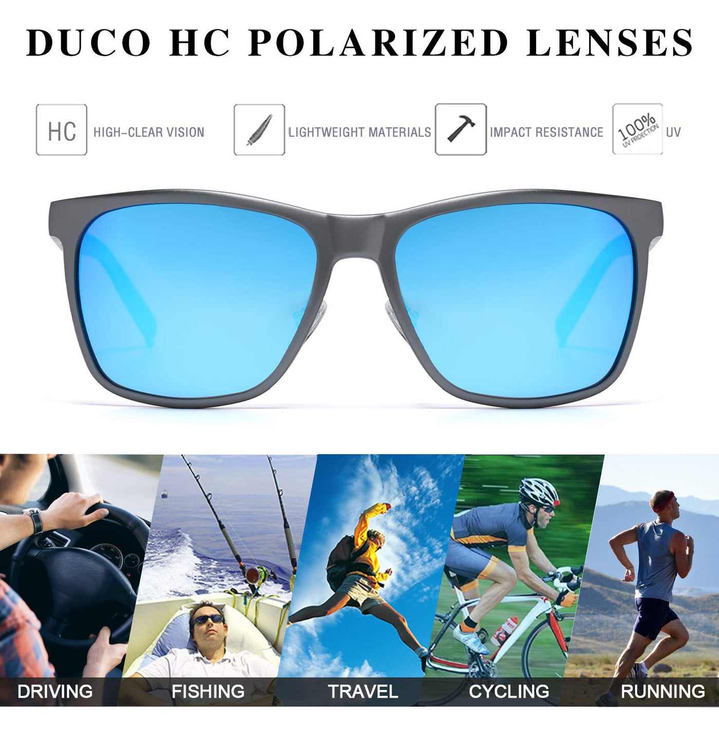 DUCO Men's Metal Classic Driving Polarized Sunglasses 3029H