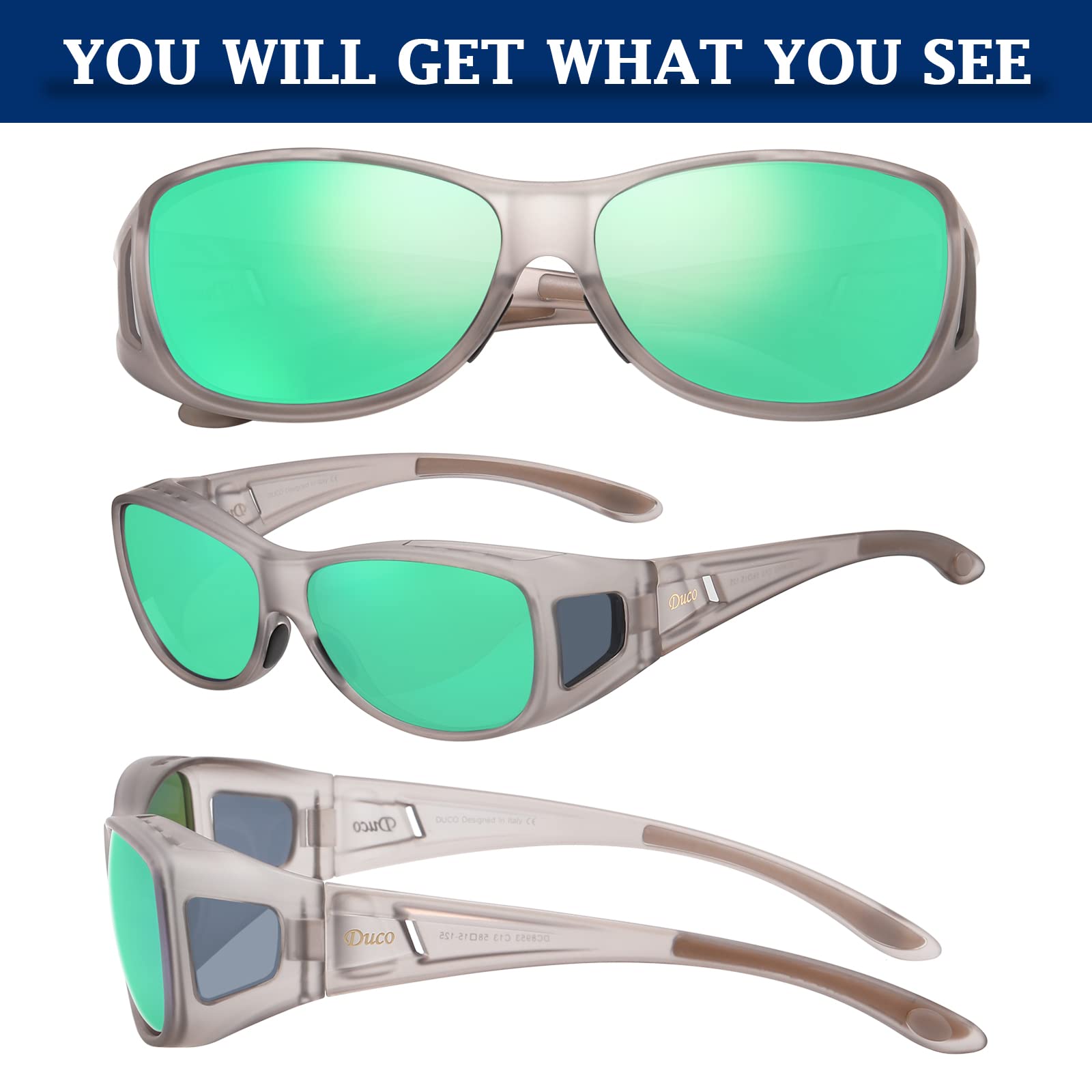 DUCO Men's Wraparound Fitover Polarizd Wear Over Sunglasses 8953