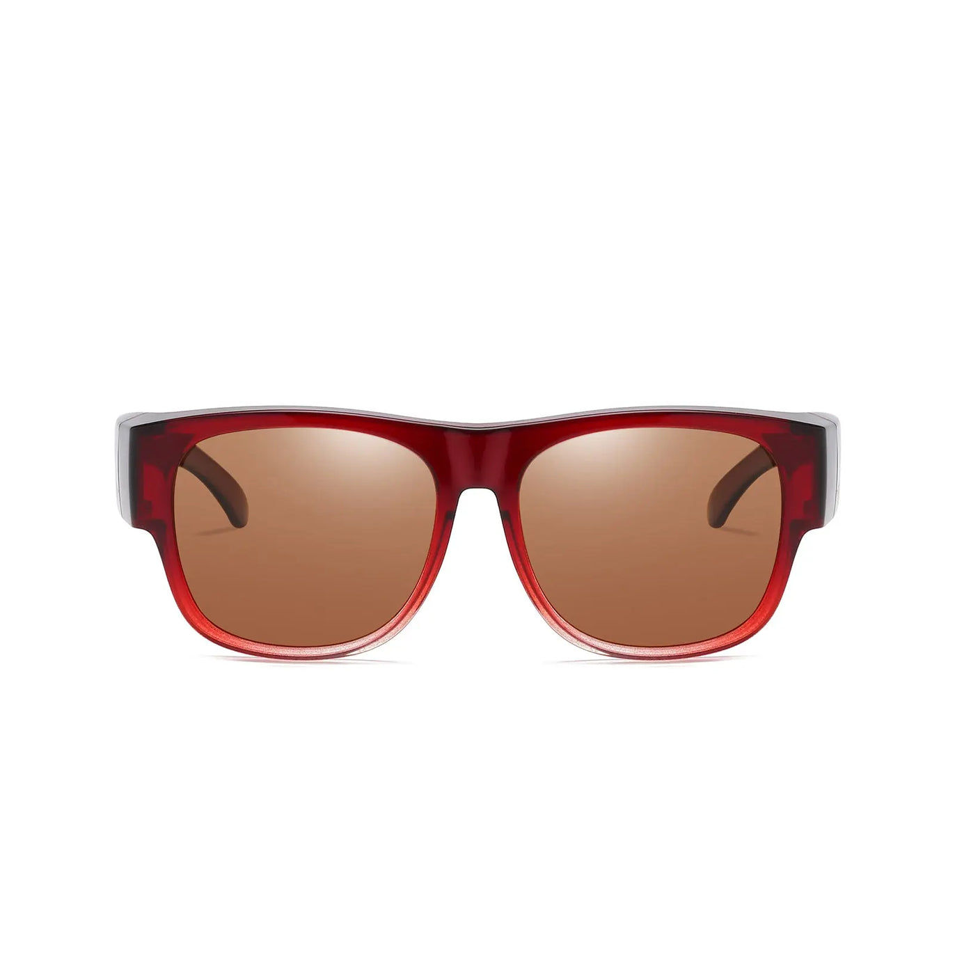 Duco unisex Wear Over Prescription Glasses RX Glasses Polarized Sunglasses DC8956 Plus Wine Red Frame Brown Lens