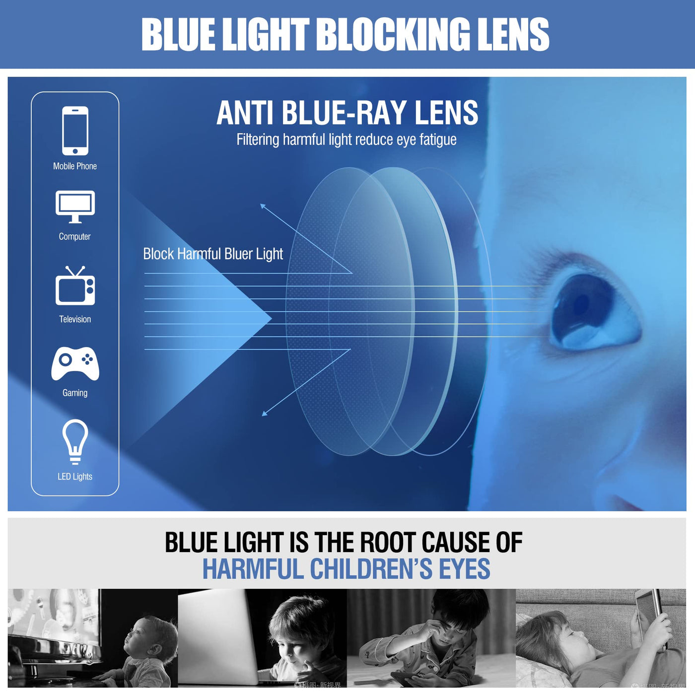 DUCO Blue Light Glasses for Kids Anti-Glare Gaming Computer Glasses Eyeglasses K025