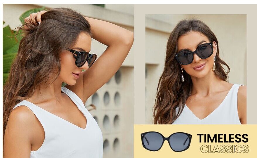 DUCO Retro Sunglasses for Women Vintage Oversized Frame Gradient Polarized Lens DC1106