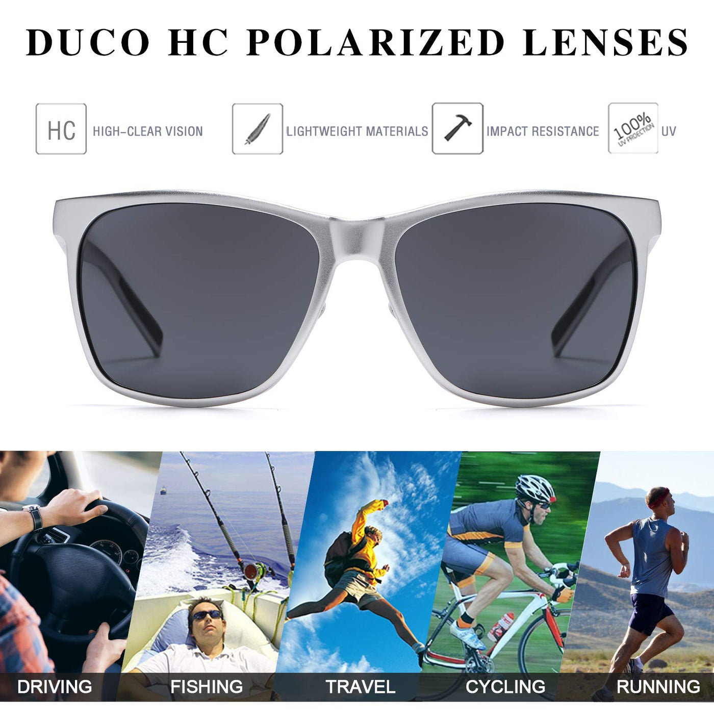 DUCO Men's Metal Classic Driving Polarized Sunglasses 3029H