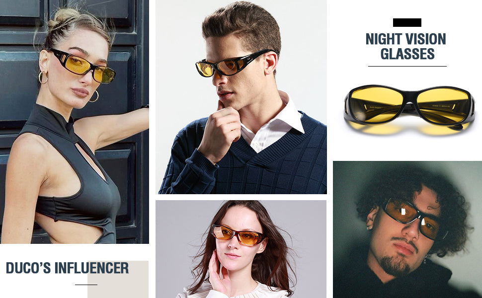 Unisex Black Frame Yellow Lens Polarized Sunglasses – Night Vision, Anti-Glare Driving Glasses